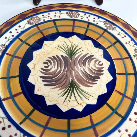 Zrike Danna Cullen Design Pinecone Round Platter 11" Diameter set of 2 - Picture 6 of 9